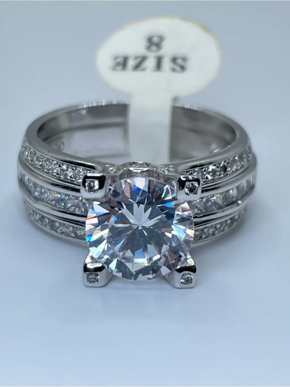Stunning 10K Gold Plated CZ Engagement Ring Set Split Shank Pavé New